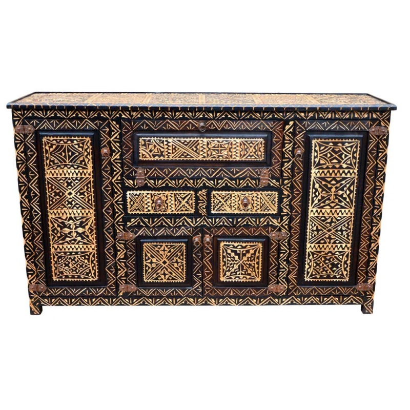 Oriental Moroccan Chest Cedar Wood Hand Carved